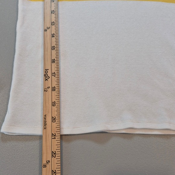 Hollister Womens Y2K White Slim Fit Long Sleeve V Neck T Shirt Stripes Sz RetroL - Picture 11 of 11